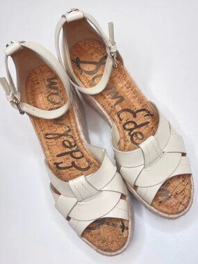 Sam Edelman | Modern Ivory Boho Woven Leather Wedges Marietta
